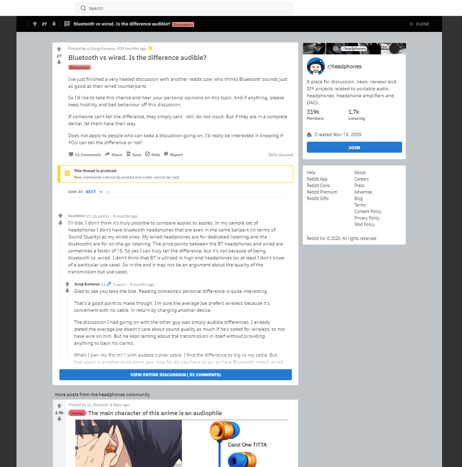 A screenshot from reddit.com shows a post. The interface says that there are 51 comments, but there are only two comments shown. A button at the bottom is available to load the rest. Below this, a different post from the subreddit is slightly visible. The design of the webpage encourages the reader to scroll down to the next post instead of reading the comments of the post they're already on.