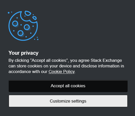 By clicking 'accept all cookies', you agree Stack Exchange can store cookies on your device and disclose information in accordance with our cookie policy.